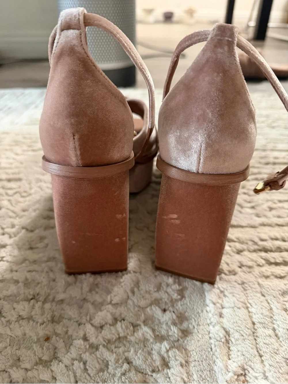 Zimmermann Blush Velvet Platform Wedge Sandals